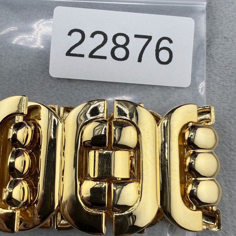 Vintage Chunky Bracelet Gold Tone Link Wide  90s 7" - Picture 10 of 10